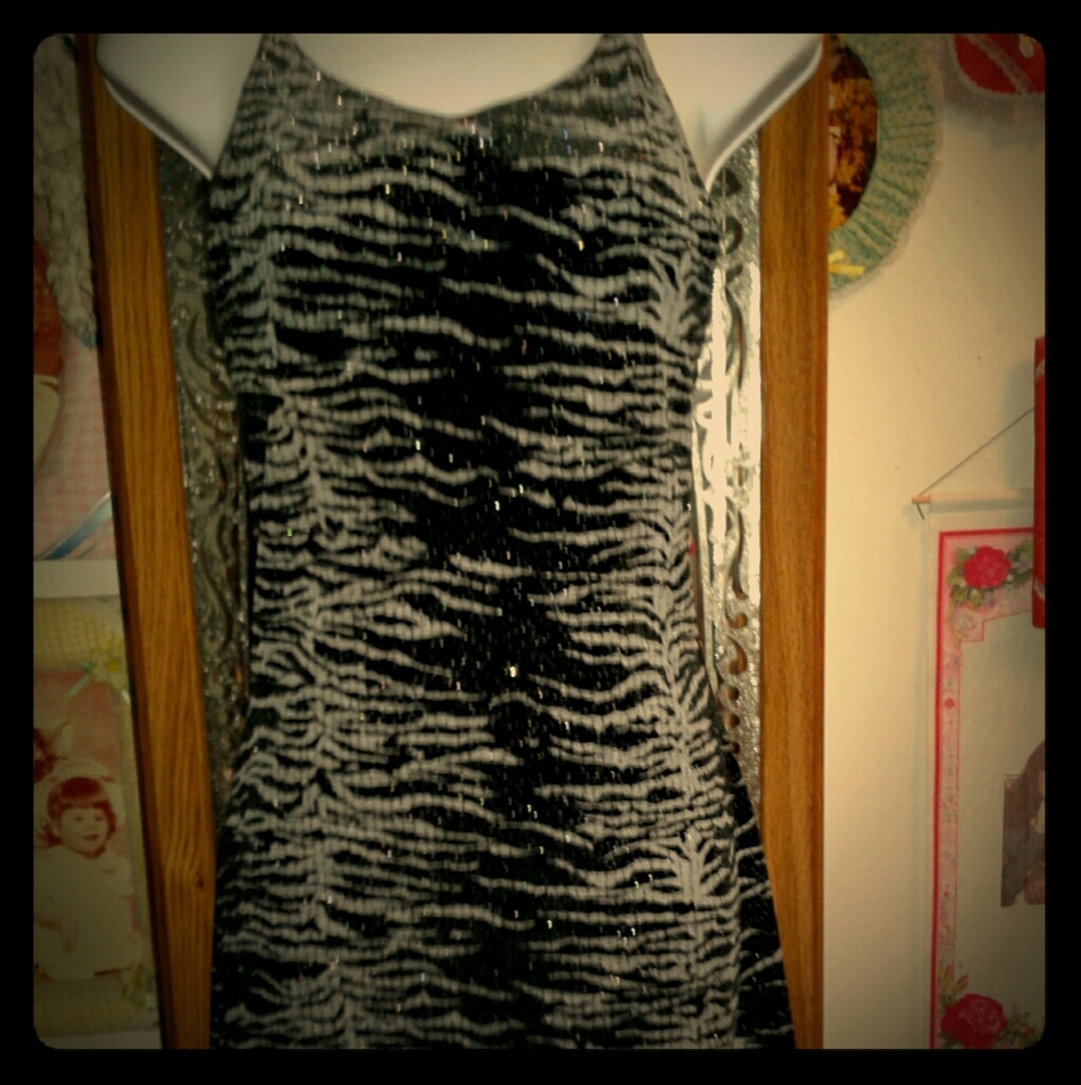Vintage 90's,Exotic,Tiger Striped,Black & Silver,Sparkly ✨️⚡️Dress🖤🩶